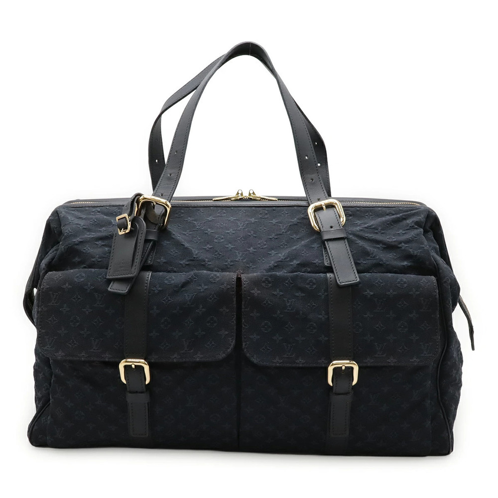 LOUIS VUITTON Monogram Louise Boston Bag Shoulder Travel Canvas Blue